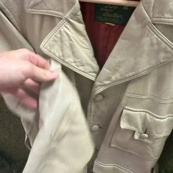 Vintage Long Leather Utility  Jacket Large - Picture 7 of 9